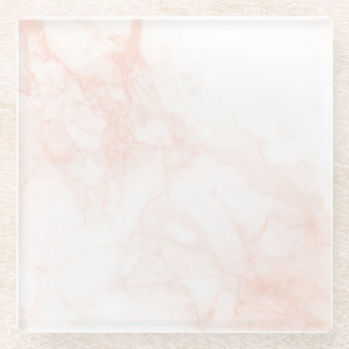 Rose Gold light pink marble texture  Glass Coaster
