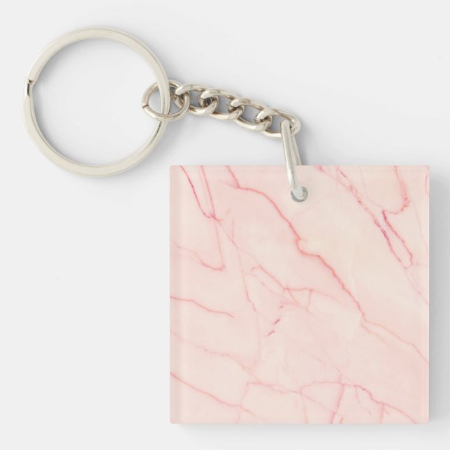 Rose Gold light pink marble texture Keychain (Front)