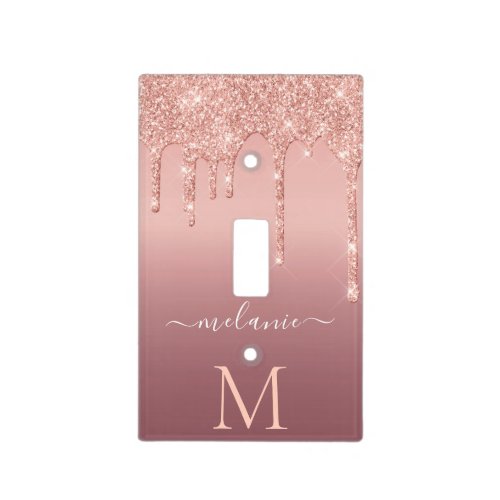 Rose Gold Light Switch Cover Your Name and Letter