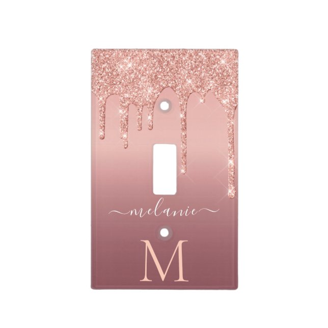 Rose Gold Light Switch Cover Your Name and Letter (Front)