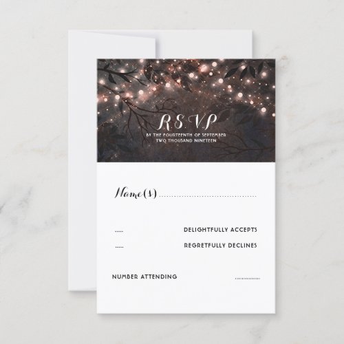 Rose Gold Lights Rustic Wedding RSVP