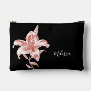 Rose Gold Lily Black   Your Name Accessory Pouch