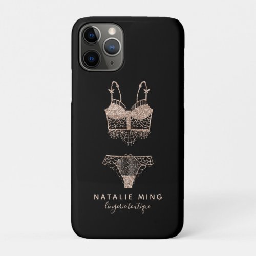 Rose Gold Lingerie Boutique Logo Business iPhone 11 Pro Case