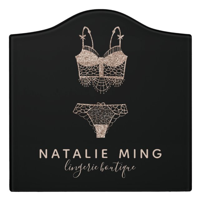 Rose Gold Lingerie Boutique Logo Business Door Sign (Large Crest Front)