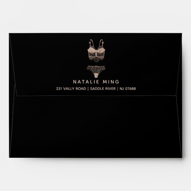 Rose Gold Lingerie Boutique Logo Business Envelope (Back (Top Flap))