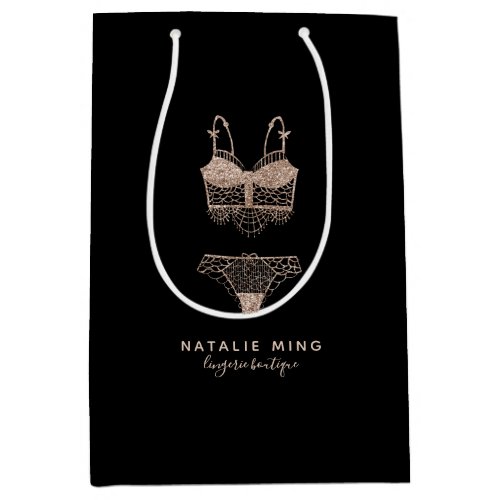 Rose Gold Lingerie Boutique Logo Business Medium Gift Bag