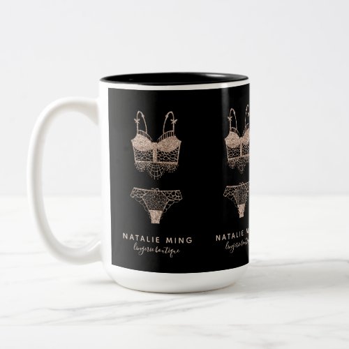 Rose Gold Lingerie Boutique Logo Business Two_Tone Coffee Mug