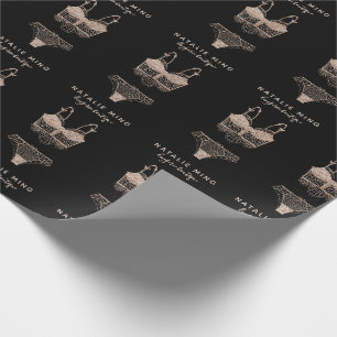 Rose Gold Lingerie Boutique Logo Business Wrapping Paper