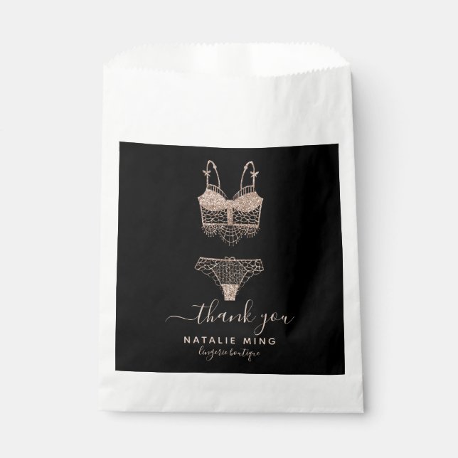Rose Gold Lingerie Boutique Thank you Favor Bag (Front)