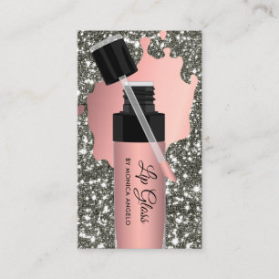 Rose Gold Lip Gloss Liquid Lipstick Tube Business Card