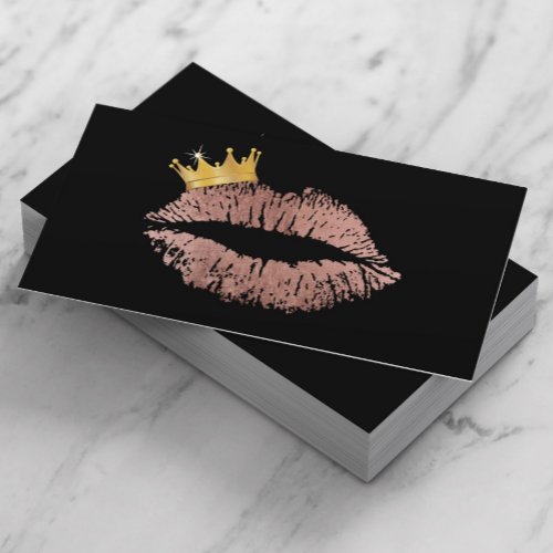 Rose Gold Lip Queen Makeup Artist Beauty Salon Business Card