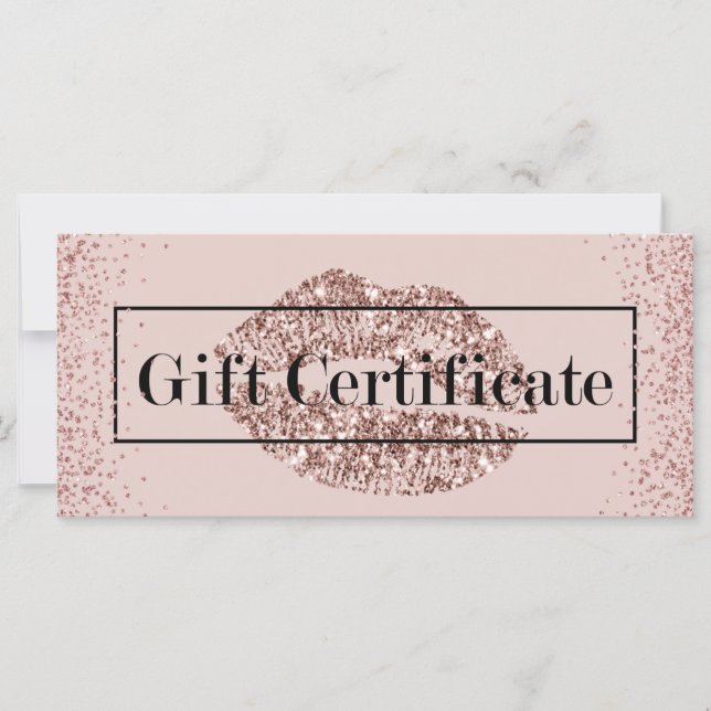 Rose Gold Lips Blush Pink Salon Gift Certificates (Front)