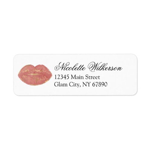 Rose Gold Lips Glam Makeup Beauty Cosmetic Address Label