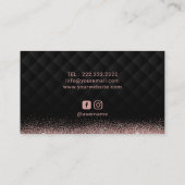 Rose Gold Lips Kiss Luxury Black Beauty Salon Business Card (Back)