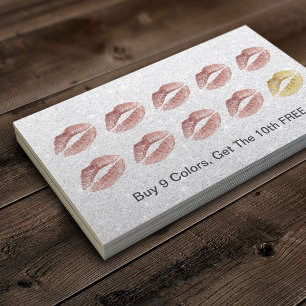 Rose Gold Lips Makeup Artist Beauty Salon Loyalty Card