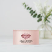Rose Gold Lips Makeup Artist Modern Beauty Salon Business Card (Standing Front)