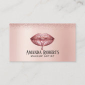 Rose Gold Lips Makeup Artist Modern Beauty Salon Business Card (Front)