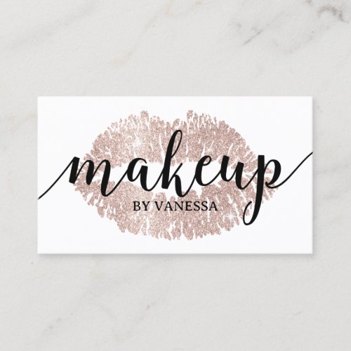 Rose Gold Lips Print Makeup Artist Salon Spa Business Card