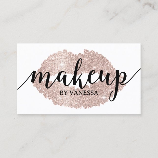 Rose Gold Lips Print Makeup Artist Salon Spa Business Card (Front)