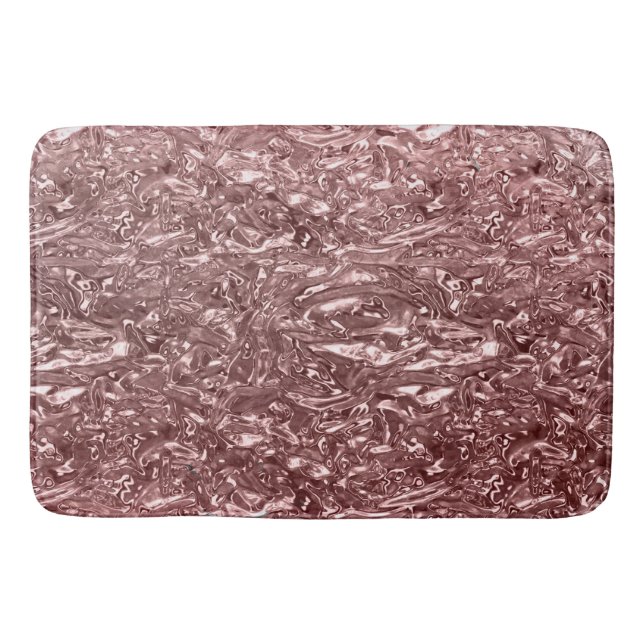 Rose Gold Liquid Chrome Metallic Chic Glam Bath Mat (Front)