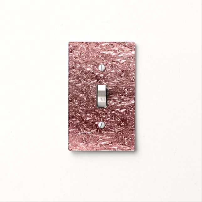 Rose Gold Liquid Chrome Metallic Chic Glam Light Switch Cover (In Situ)
