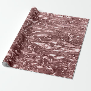 Rose Gold Liquid Chrome Metallic Chic Glam Party Wrapping Paper