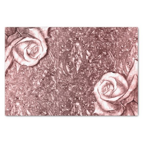 Rose Gold Liquid Chrome Metallic Floral Glam Party Tissue Paper