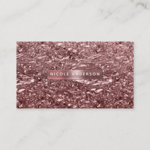 Rose Gold Liquid Chrome Metallic Glam Chic Business Card