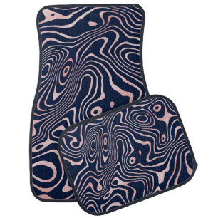 Rose Gold liquid swirl Abstract Blue Design Car Floor Mat