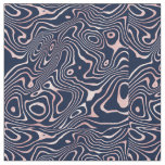 Rose Gold liquid swirl Abstract Blue Design Fabric