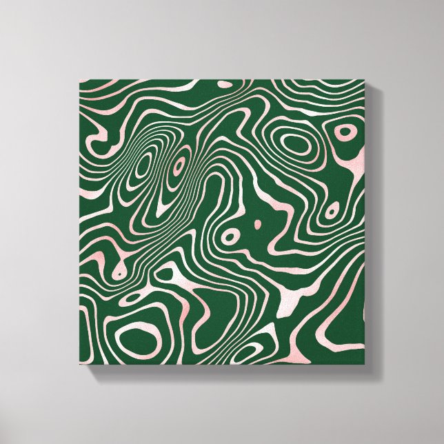 Rose Gold liquid swirl Abstract Green Design Canvas Print (Front)