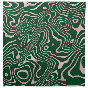 Rose Gold liquid swirl Abstract Green Design Cloth Napkin