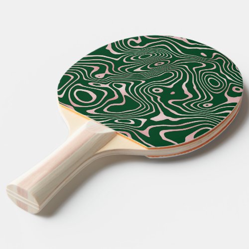 Rose Gold liquid swirl Abstract Green Design Ping Pong Paddle