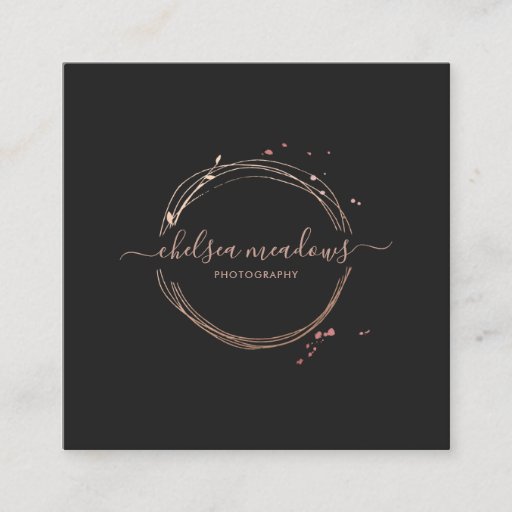 Customizable Rose Gold Logo Business Card