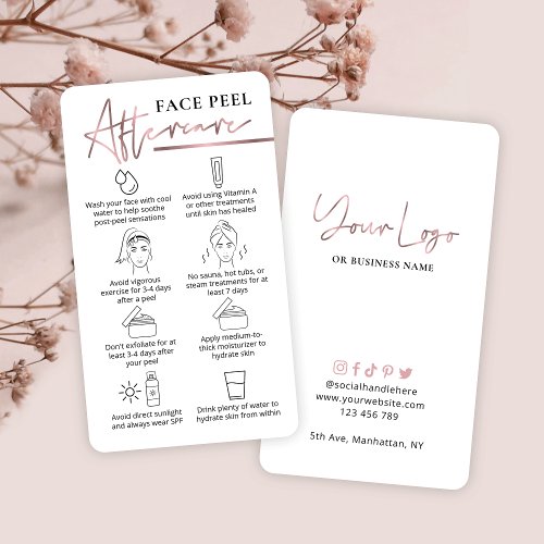 Rose Gold Logo Chemical Face Peel Aftercare Business Card
