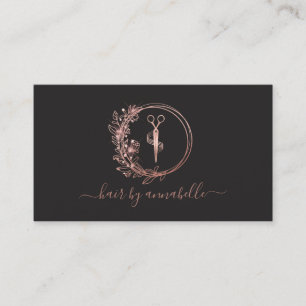 Rose Gold Logo Hairstylist Business Card