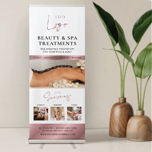 Rose Gold Logo Photo Collage Spa Salon Services Retractable Banner