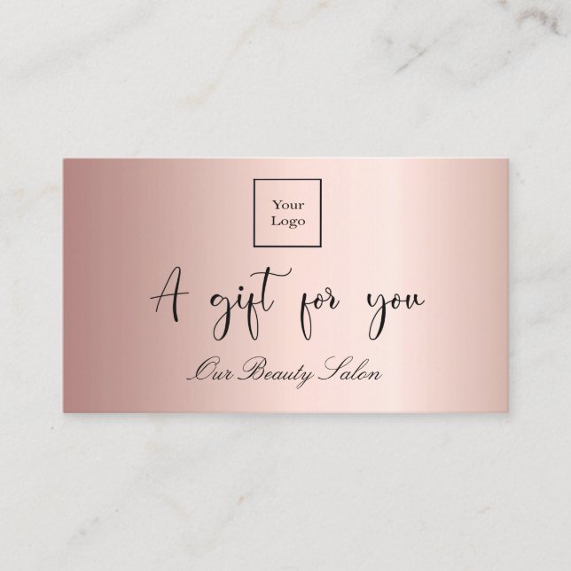 Rose gold logo qr code gift certificate (Front)