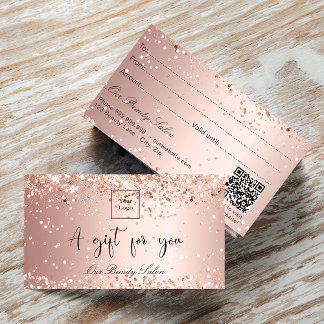 Rose gold logo qr code gift certificate 