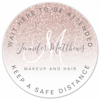 Rose Gold Logo Salon COVID Wait Social Distance Sticker