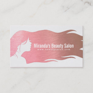 Rose Gold Long Hair Makeup Artist Hair Stylist Business Card