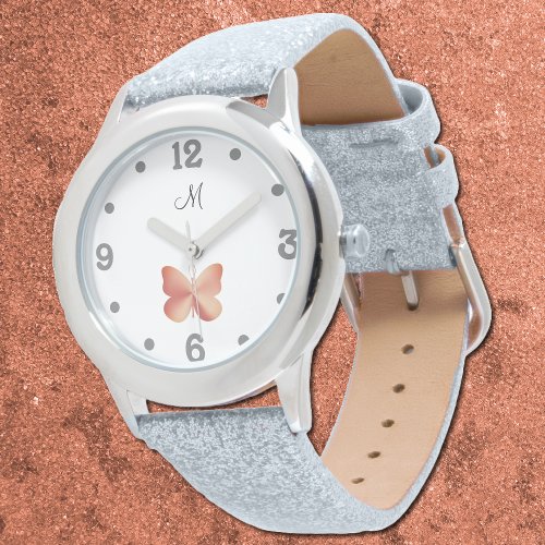 Rose gold look butterfly  silhouette watch