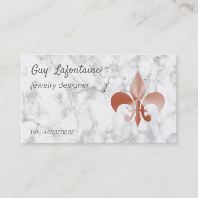 Rose gold look  fleur-de-lis business card (Front)