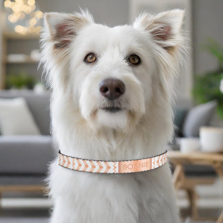 Rose Gold Look-like Chevron Pattern And Dog's Name Pet Collar