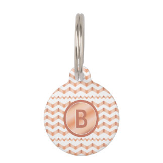 Rose Gold Look-like Chevron Pattern With Monogram Pet Tag
