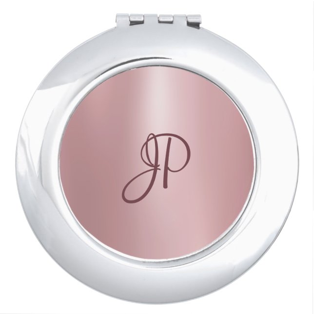 Rose Gold Look Monogram Template Elegant Compact Mirror (Front)
