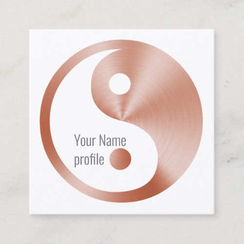 Rose gold look yin yang square business card