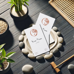 Rose gold look yin yang -vertical business card