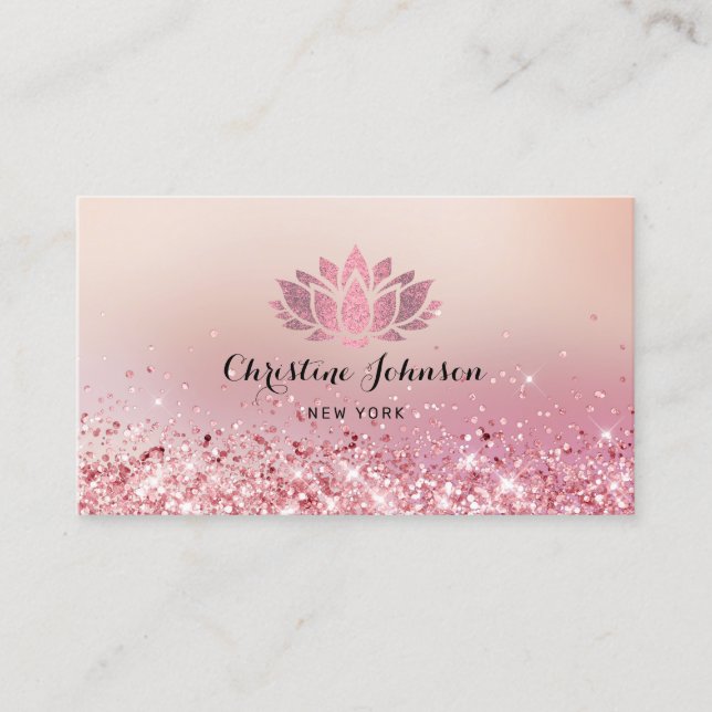 rose gold lotus flower business card (Front)
