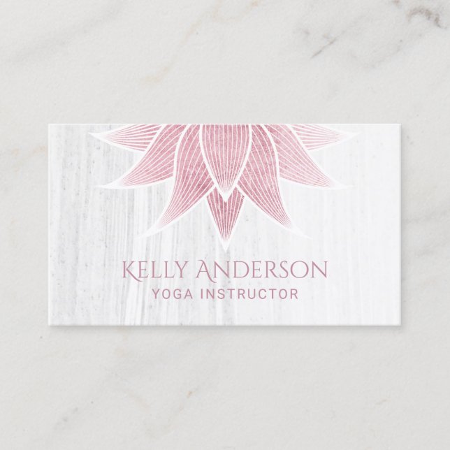 Rose Gold Lotus Flower Elegant Marble Business Card (Front)